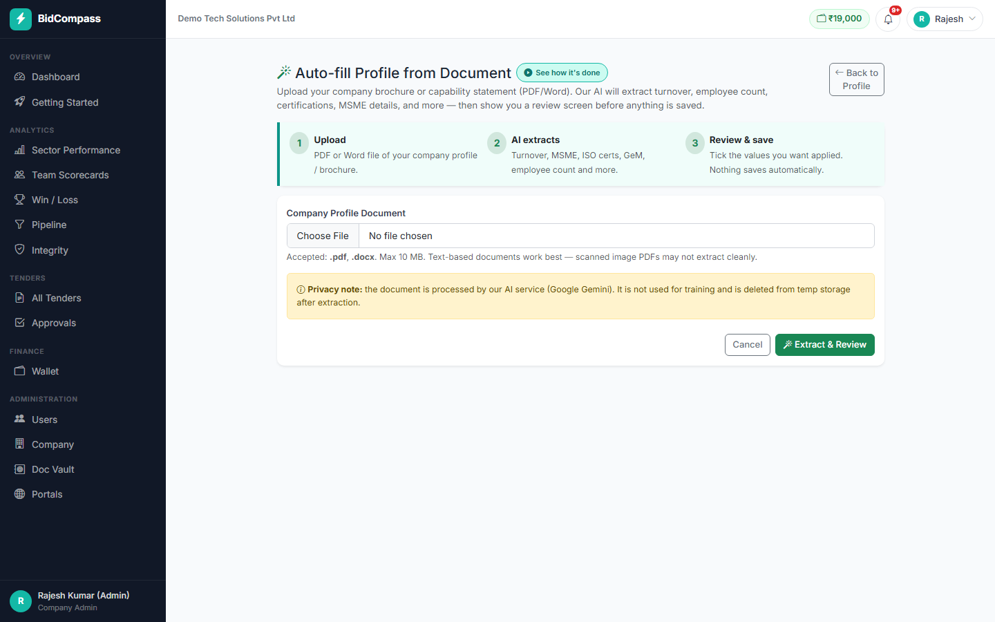 Auto-fill Profile from Document